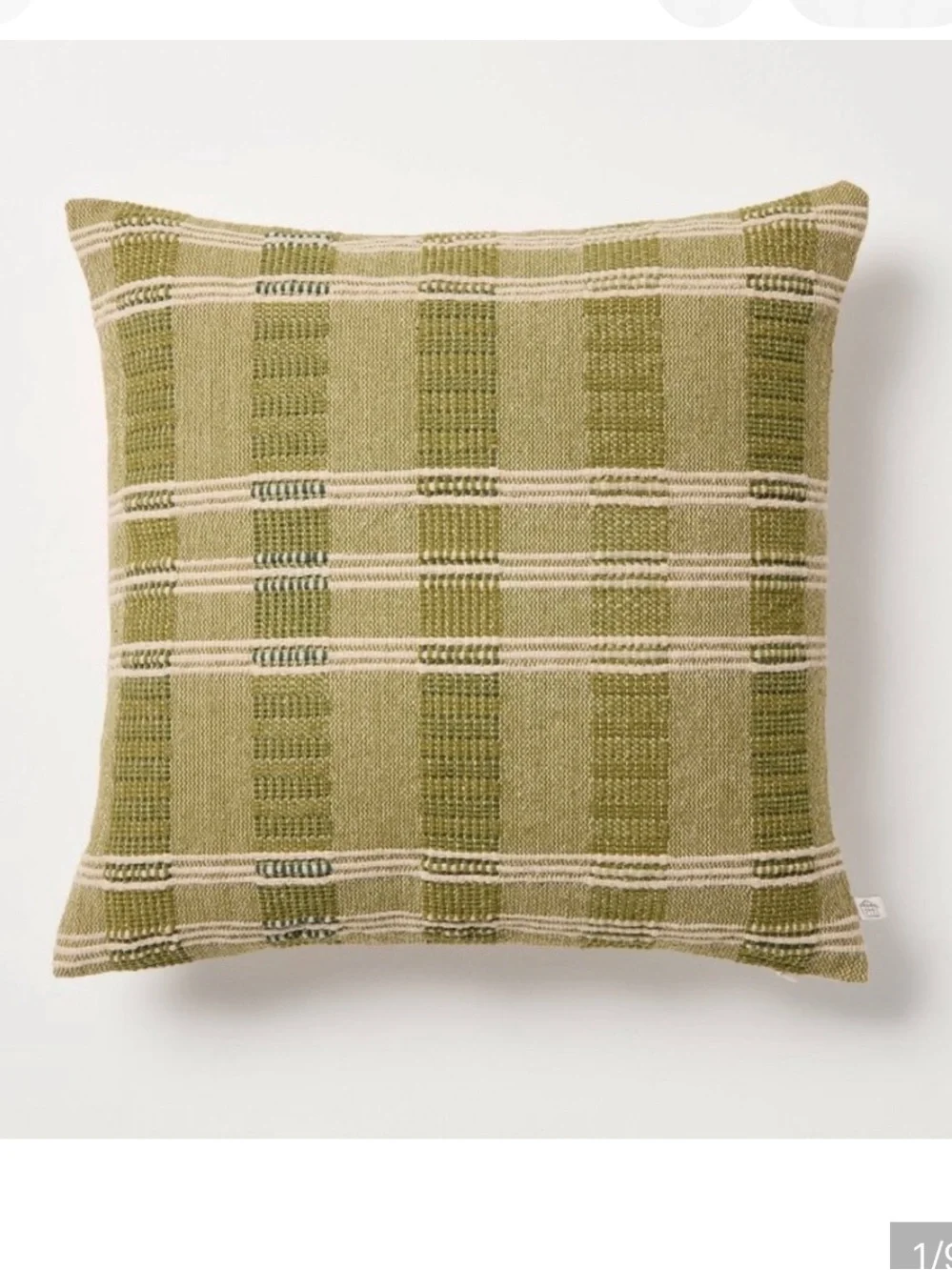 Hearth & Hand Olive and Cream Plaid Throw Pillow